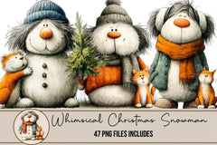 Whimsical Christmas Snowman Clipart Bundle - CraftNest - Digital Crafting and Art