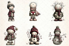 Whimsical Christmas Snowman Clipart Bundle - CraftNest - Digital Crafting and Art