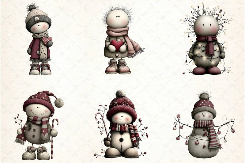 Whimsical Christmas Snowman Clipart Bundle - CraftNest - Digital Crafting and Art