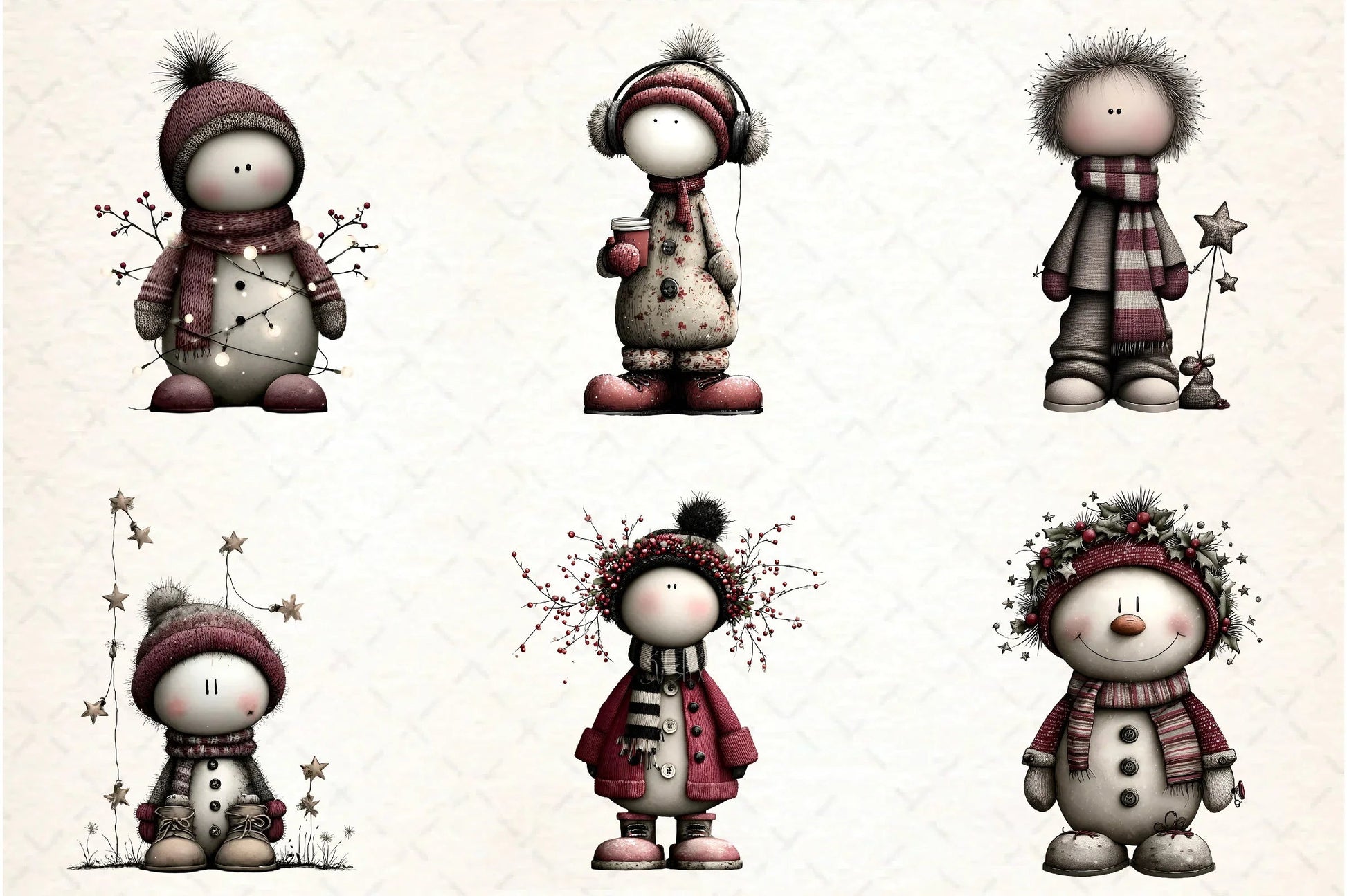 Whimsical Christmas Snowman Clipart Bundle - CraftNest - Digital Crafting and Art