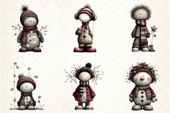 Whimsical Christmas Snowman Clipart Bundle - CraftNest - Digital Crafting and Art