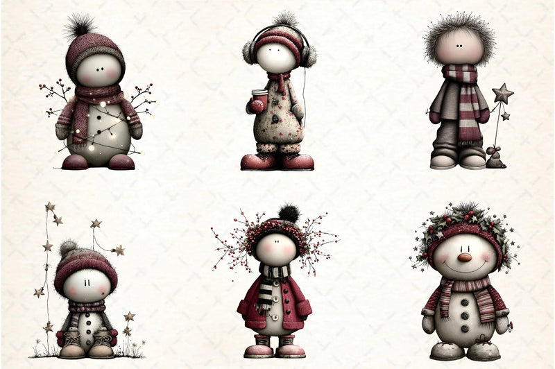 Whimsical Christmas Snowman Clipart Bundle - CraftNest - Digital Crafting and Art