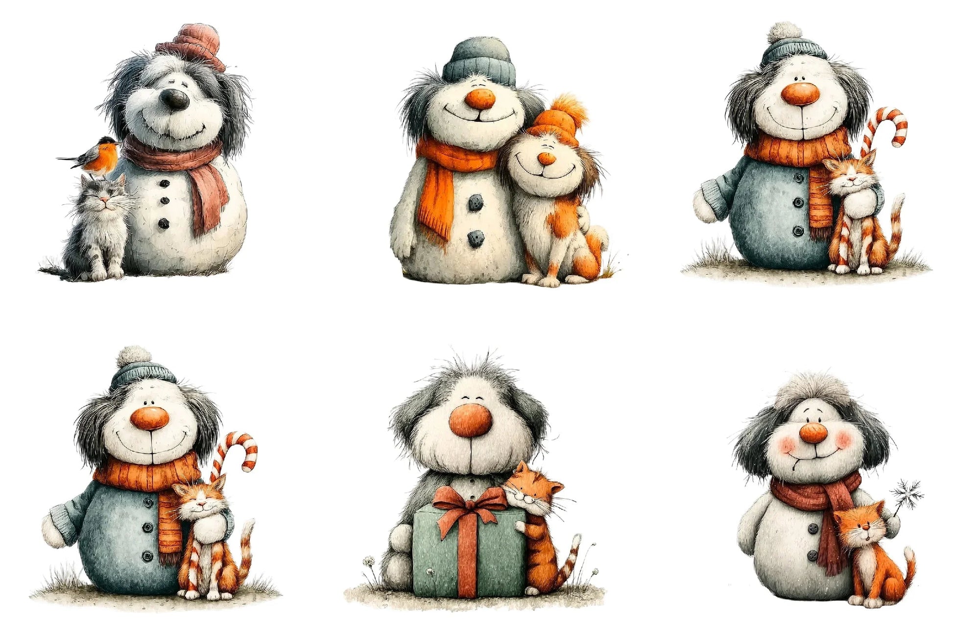 Whimsical Christmas Snowman Clipart Bundle - CraftNest - Digital Crafting and Art