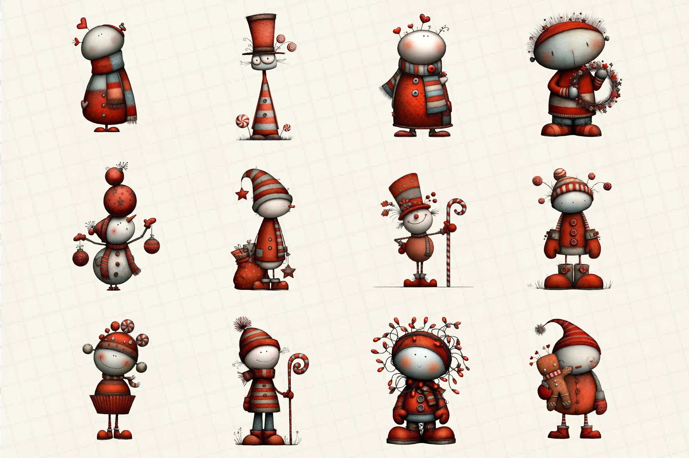 Whimsical Christmas Snowman Clipart Bundle - CraftNest - Digital Crafting and Art