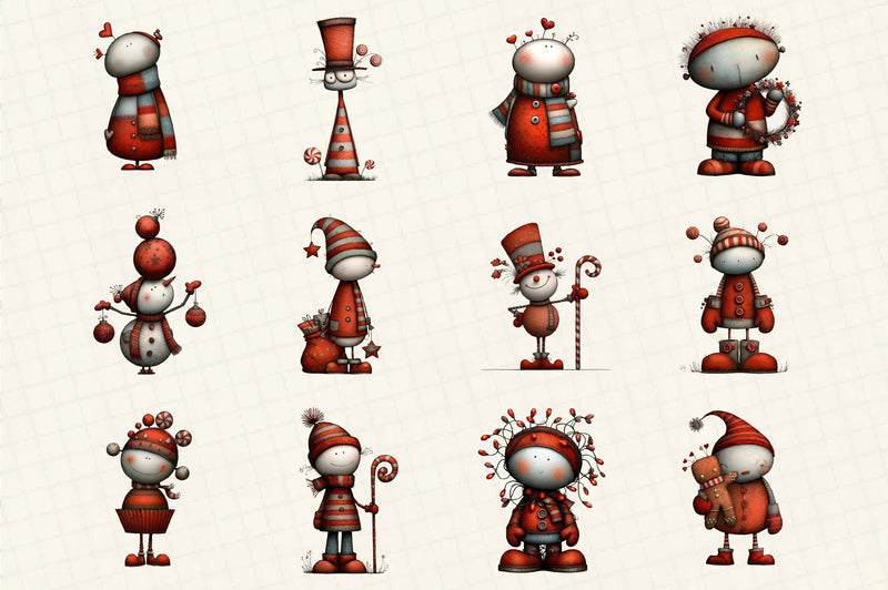 Whimsical Christmas Snowman Clipart Bundle - CraftNest - Digital Crafting and Art