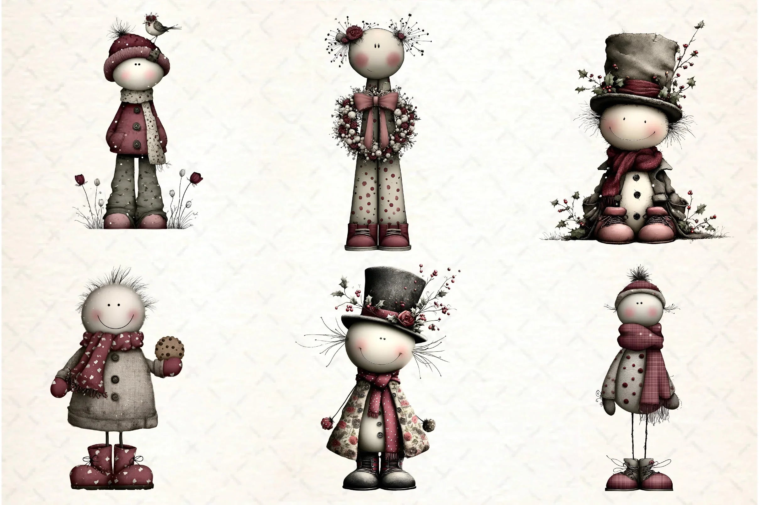 Whimsical Christmas Snowman Clipart Bundle - CraftNest - Digital Crafting and Art