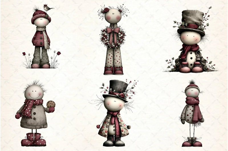Whimsical Christmas Snowman Clipart Bundle - CraftNest - Digital Crafting and Art