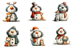 Whimsical Christmas Snowman Clipart Bundle - CraftNest - Digital Crafting and Art