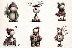 Whimsical Christmas Snowman Clipart Bundle - CraftNest - Digital Crafting and Art