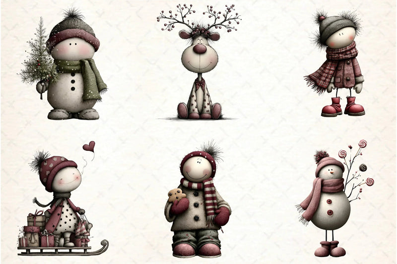 Whimsical Christmas Snowman Clipart Bundle - CraftNest - Digital Crafting and Art