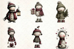 Whimsical Christmas Snowman Clipart Bundle - CraftNest - Digital Crafting and Art