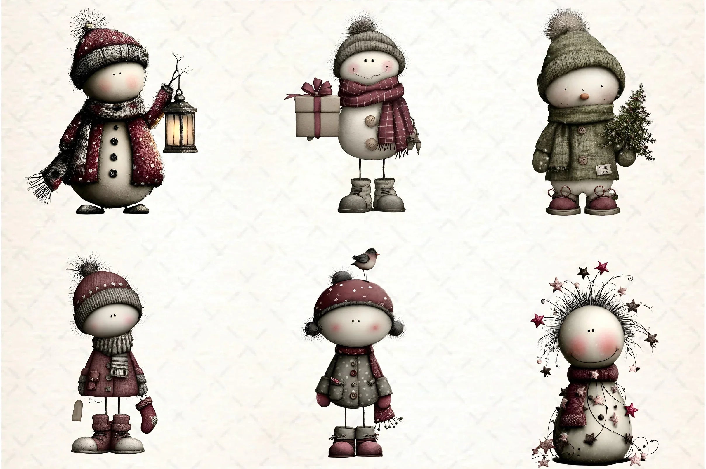 Whimsical Christmas Snowman Clipart Bundle - CraftNest - Digital Crafting and Art
