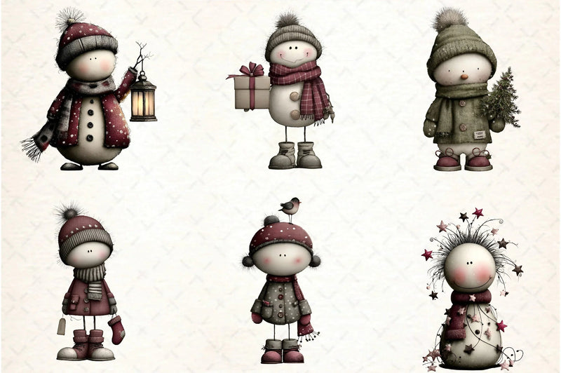 Whimsical Christmas Snowman Clipart Bundle - CraftNest - Digital Crafting and Art