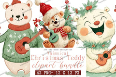 Whimsical Christmas Teddy Clipart Bundle - CraftNest - Digital Crafting and Art