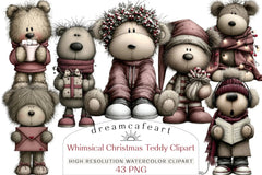 Whimsical Christmas Teddy Clipart Bundle - CraftNest - Digital Crafting and Art