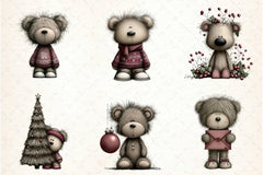 Whimsical Christmas Teddy Clipart Bundle - CraftNest - Digital Crafting and Art