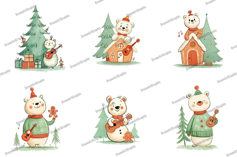 Whimsical Christmas Teddy Clipart Bundle - CraftNest - Digital Crafting and Art