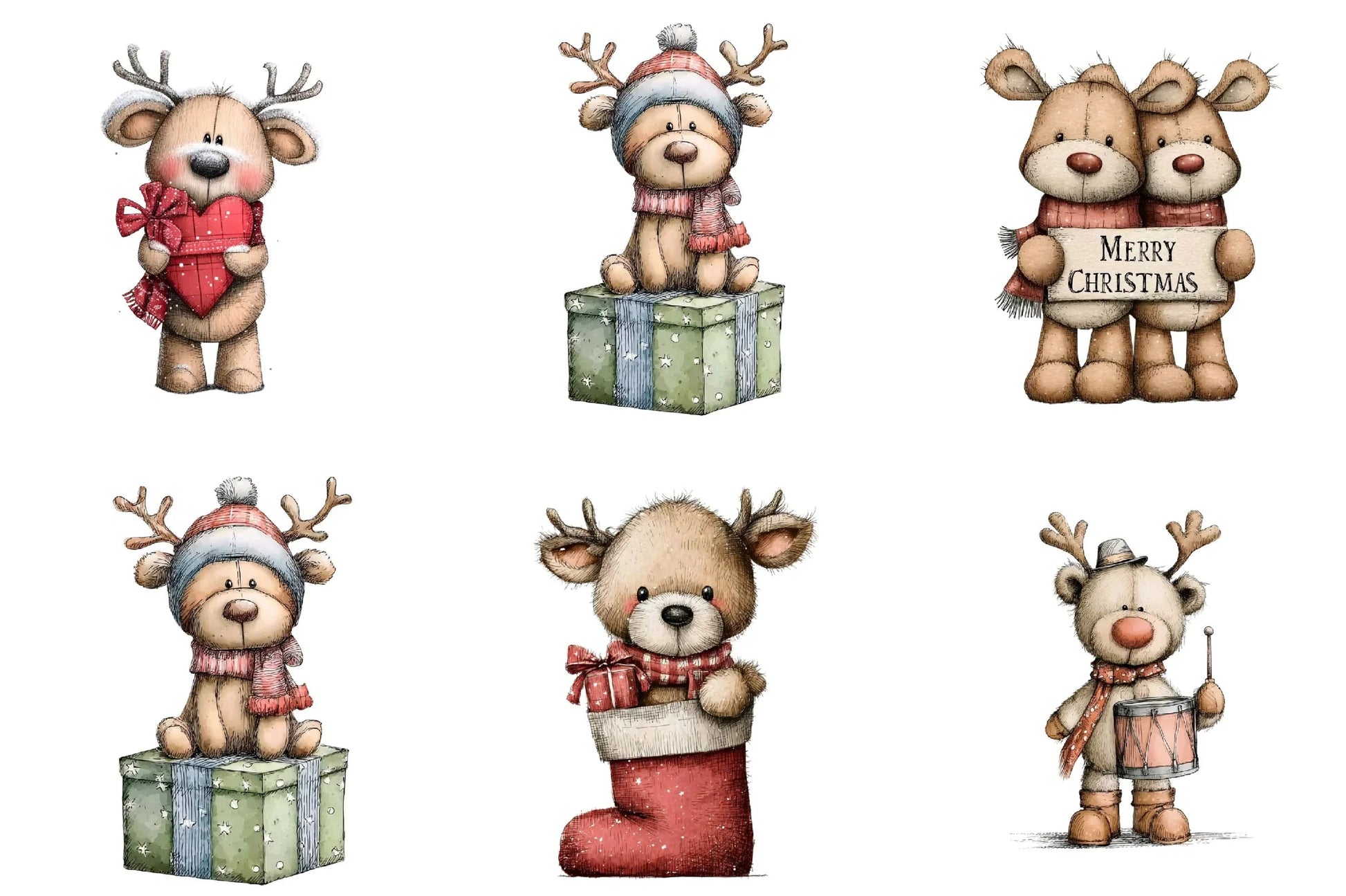 Whimsical Christmas Teddy Clipart Bundle - CraftNest - Digital Crafting and Art