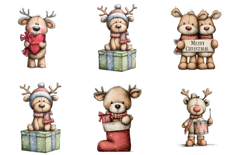 Whimsical Christmas Teddy Clipart Bundle - CraftNest - Digital Crafting and Art