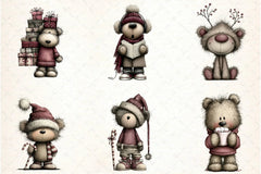 Whimsical Christmas Teddy Clipart Bundle - CraftNest - Digital Crafting and Art