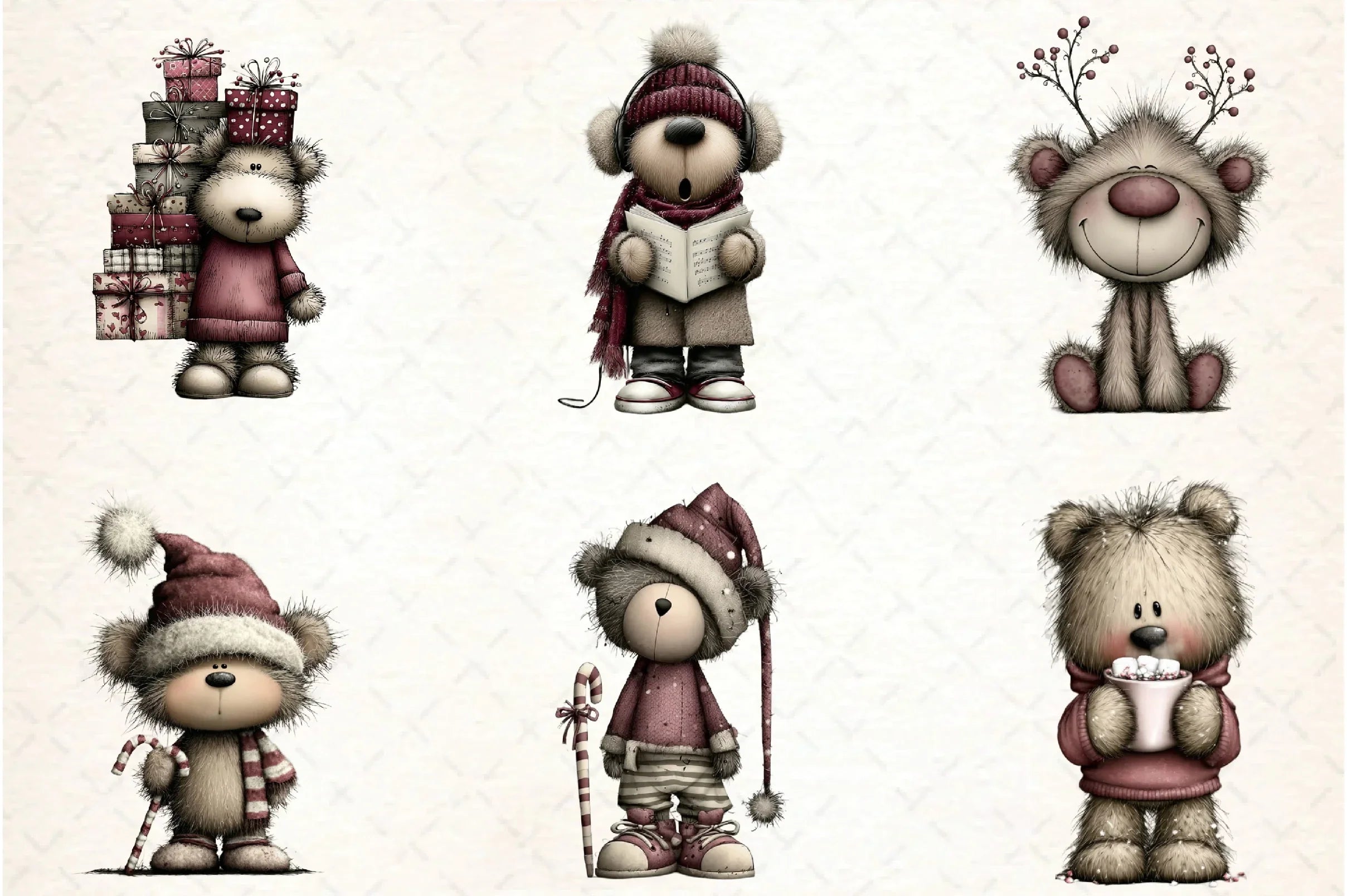 Whimsical Christmas Teddy Clipart Bundle - CraftNest - Digital Crafting and Art