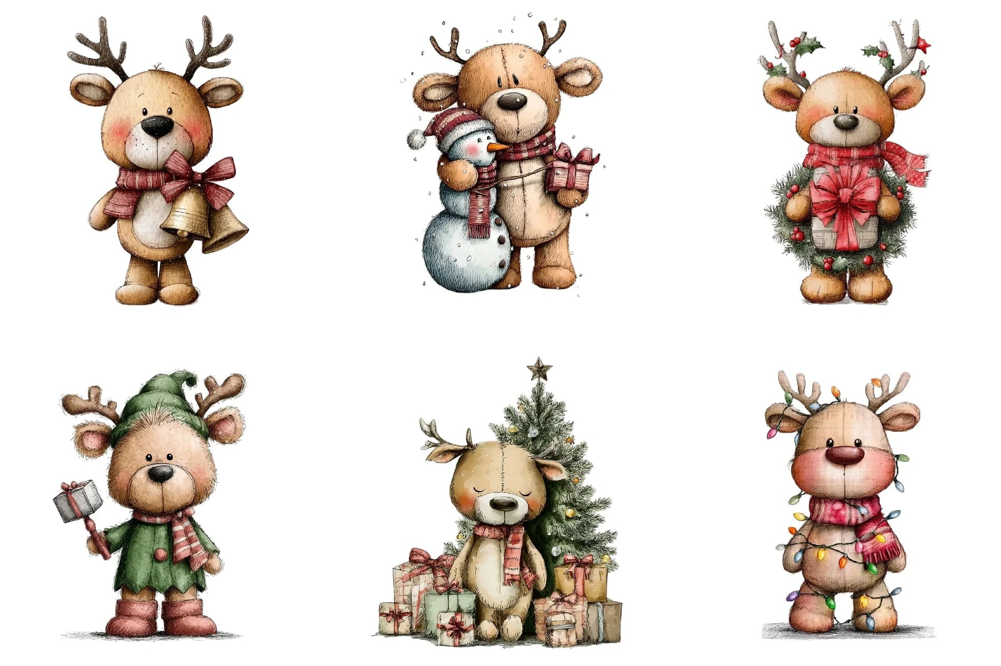 Whimsical Christmas Teddy Clipart Bundle - CraftNest - Digital Crafting and Art