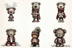 Whimsical Christmas Teddy Clipart Bundle - CraftNest - Digital Crafting and Art