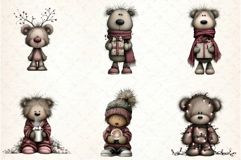 Whimsical Christmas Teddy Clipart Bundle - CraftNest - Digital Crafting and Art