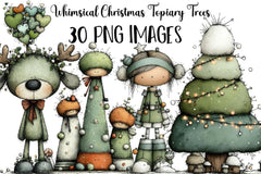 Whimsical Christmas Topiary Trees Clipart Bundle - CraftNest - Digital Crafting and Art