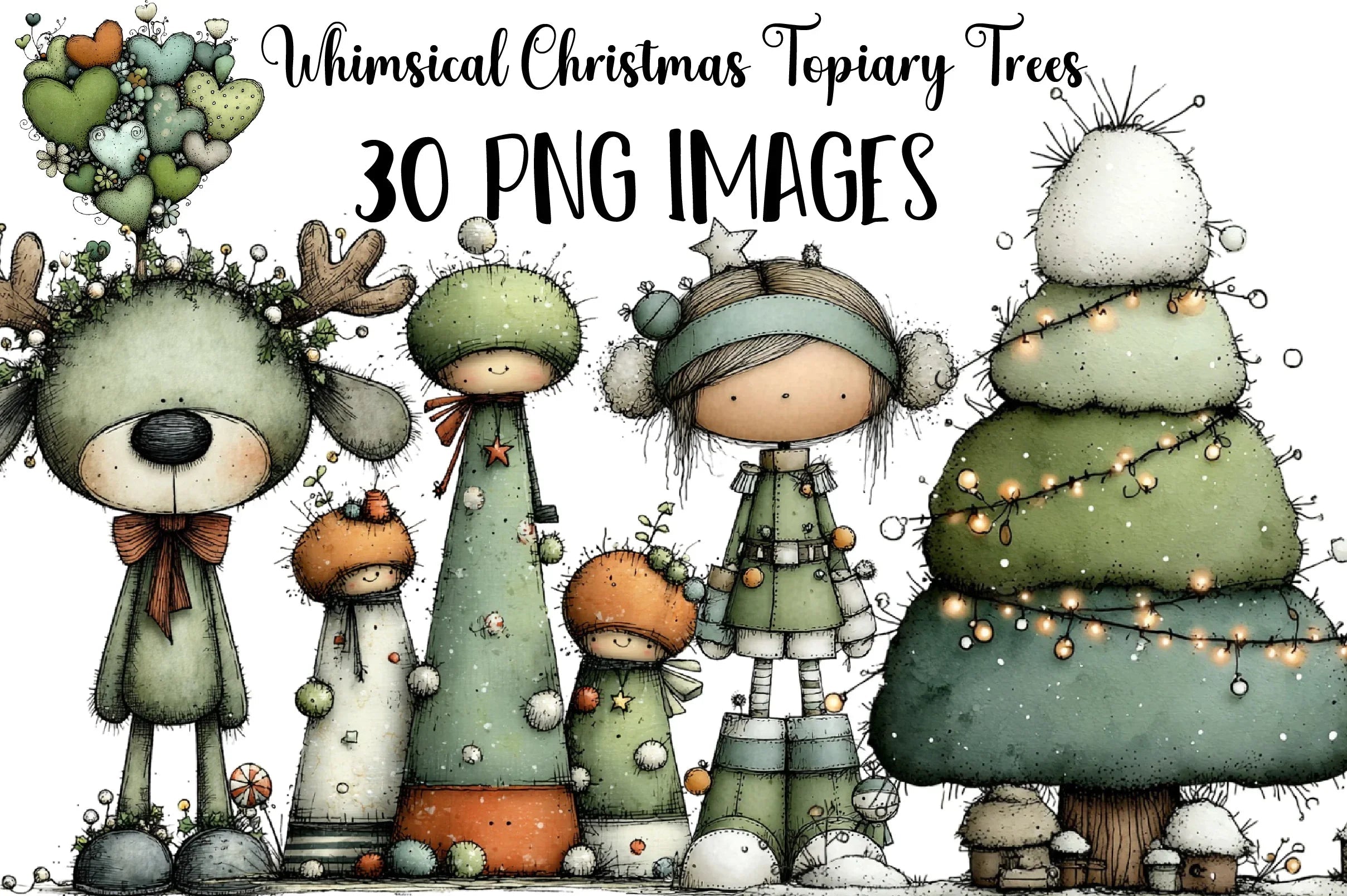 Whimsical Christmas Topiary Trees Clipart Bundle - CraftNest - Digital Crafting and Art