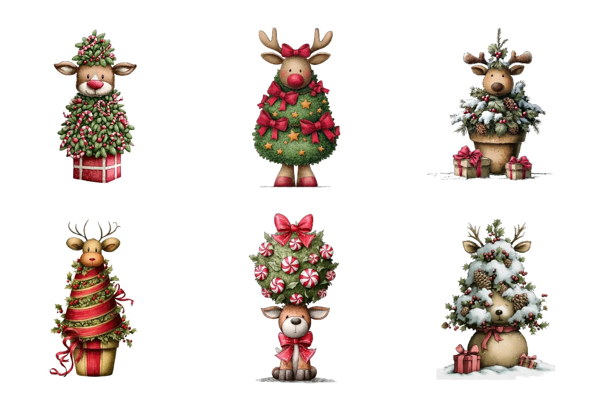 Whimsical Christmas Topiary Trees Clipart Bundle - CraftNest - Digital Crafting and Art