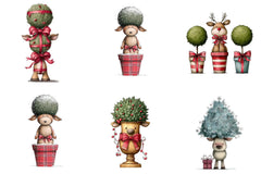 Whimsical Christmas Topiary Trees Clipart Bundle - CraftNest - Digital Crafting and Art