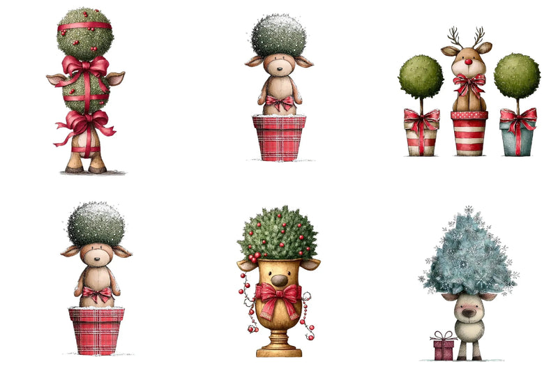 Whimsical Christmas Topiary Trees Clipart Bundle - CraftNest - Digital Crafting and Art