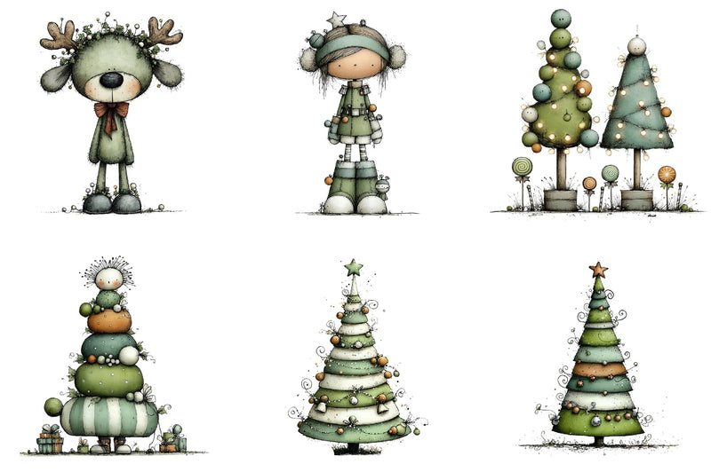 Whimsical Christmas Topiary Trees Clipart Bundle - CraftNest - Digital Crafting and Art