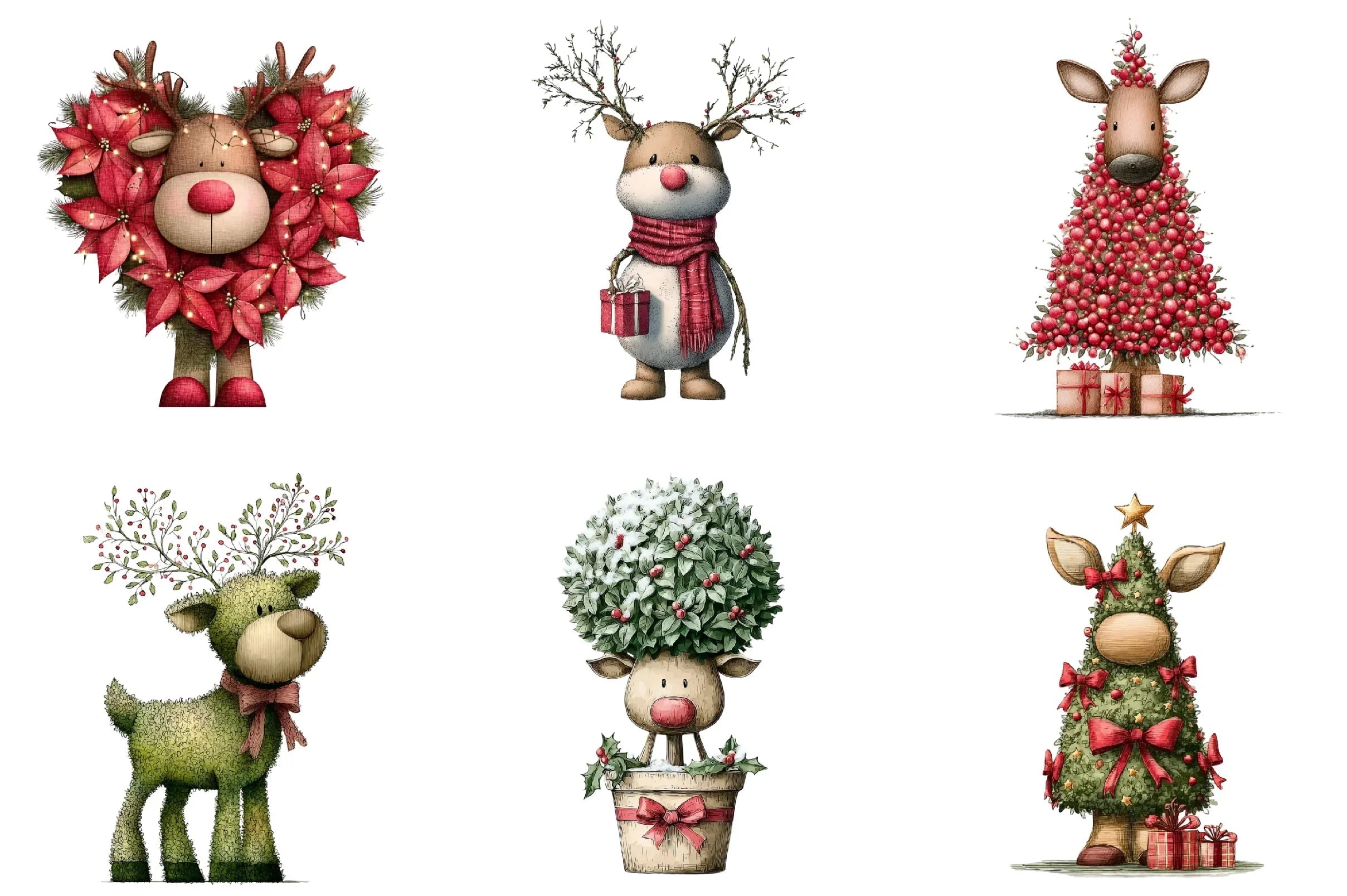 Whimsical Christmas Topiary Trees Clipart Bundle - CraftNest - Digital Crafting and Art