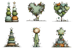 Whimsical Christmas Topiary Trees Clipart Bundle - CraftNest - Digital Crafting and Art