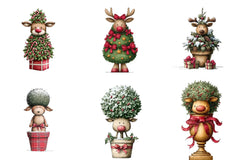 Whimsical Christmas Topiary Trees Clipart Bundle - CraftNest - Digital Crafting and Art