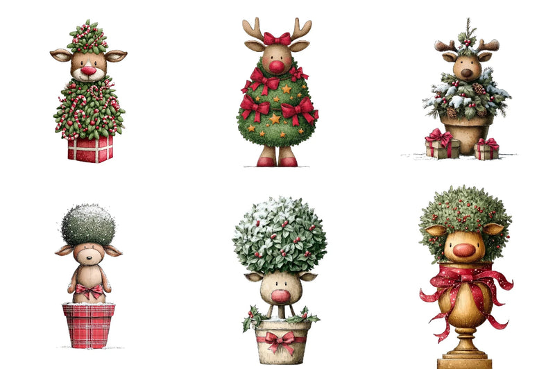 Whimsical Christmas Topiary Trees Clipart Bundle - CraftNest - Digital Crafting and Art