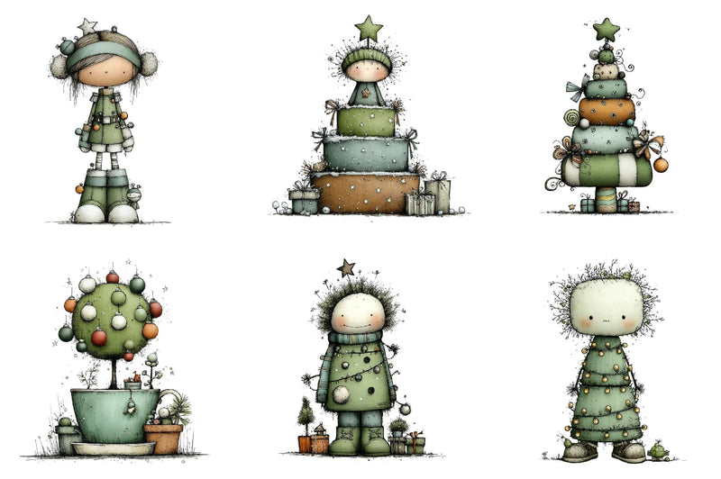 Whimsical Christmas Topiary Trees Clipart Bundle - CraftNest - Digital Crafting and Art