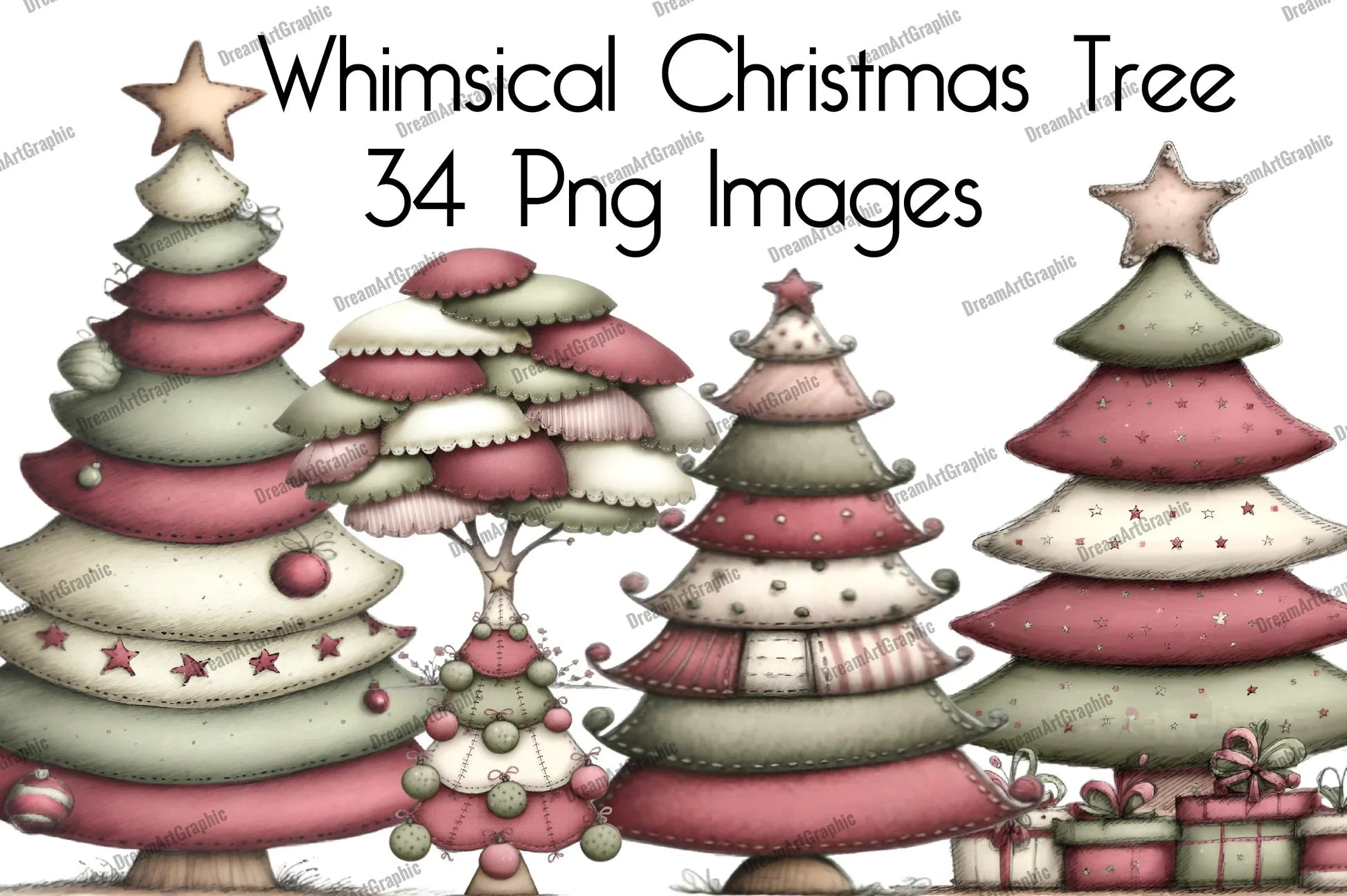 Whimsical Christmas Tree Clipart Bundle - CraftNest - Digital Crafting and Art