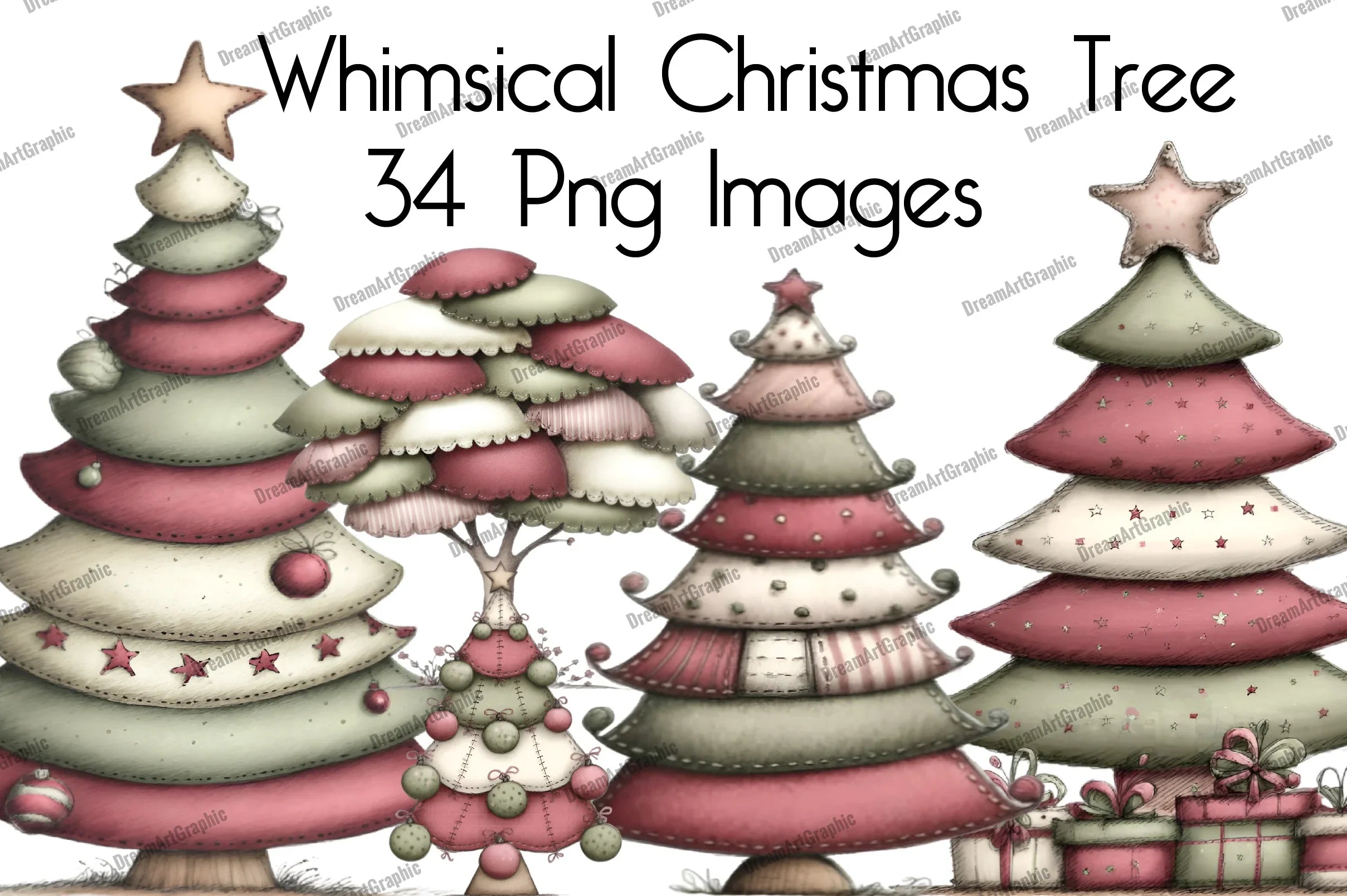 Whimsical Christmas Tree Clipart Bundle - CraftNest - Digital Crafting and Art