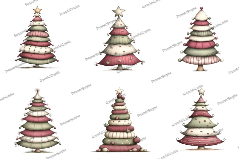 Whimsical Christmas Tree Clipart Bundle - CraftNest - Digital Crafting and Art