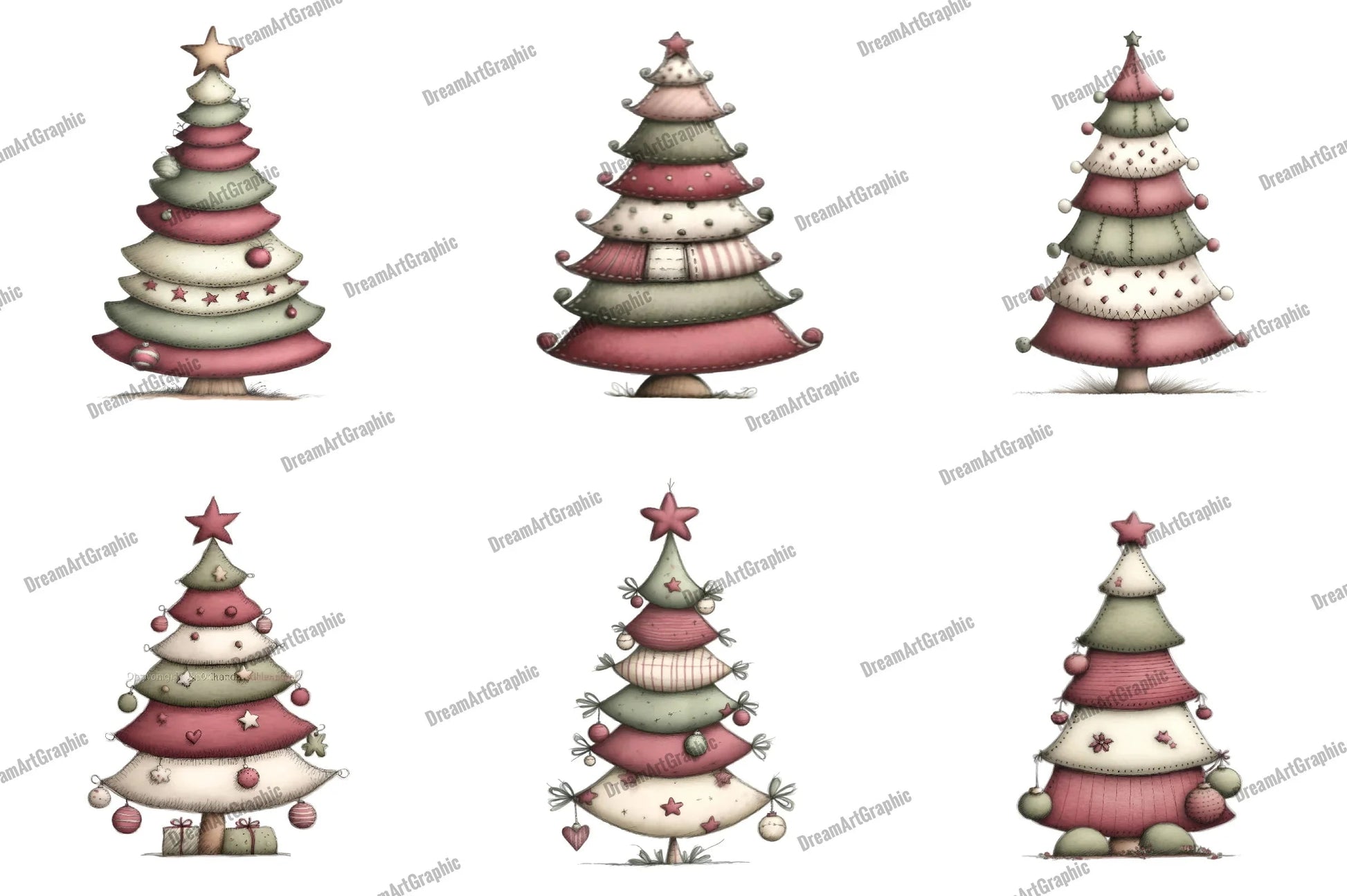 Whimsical Christmas Tree Clipart Bundle - CraftNest - Digital Crafting and Art