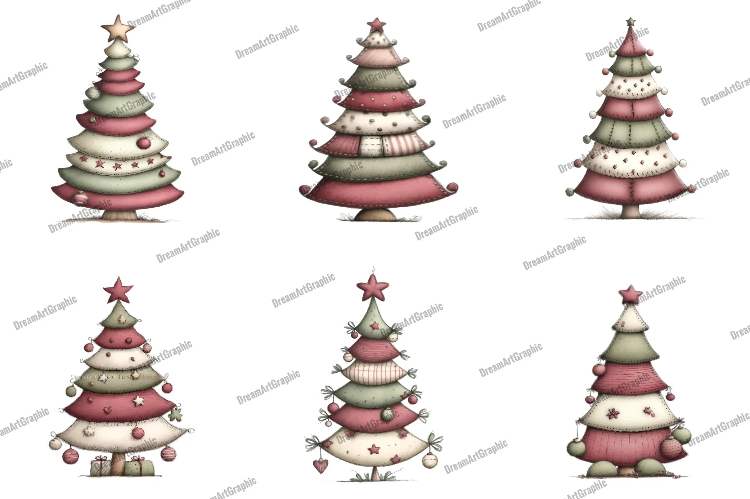 Whimsical Christmas Tree Clipart Bundle - CraftNest - Digital Crafting and Art