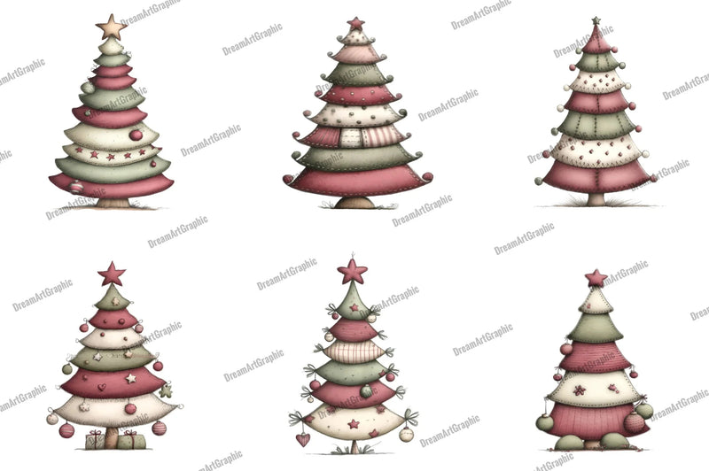 Whimsical Christmas Tree Clipart Bundle - CraftNest - Digital Crafting and Art