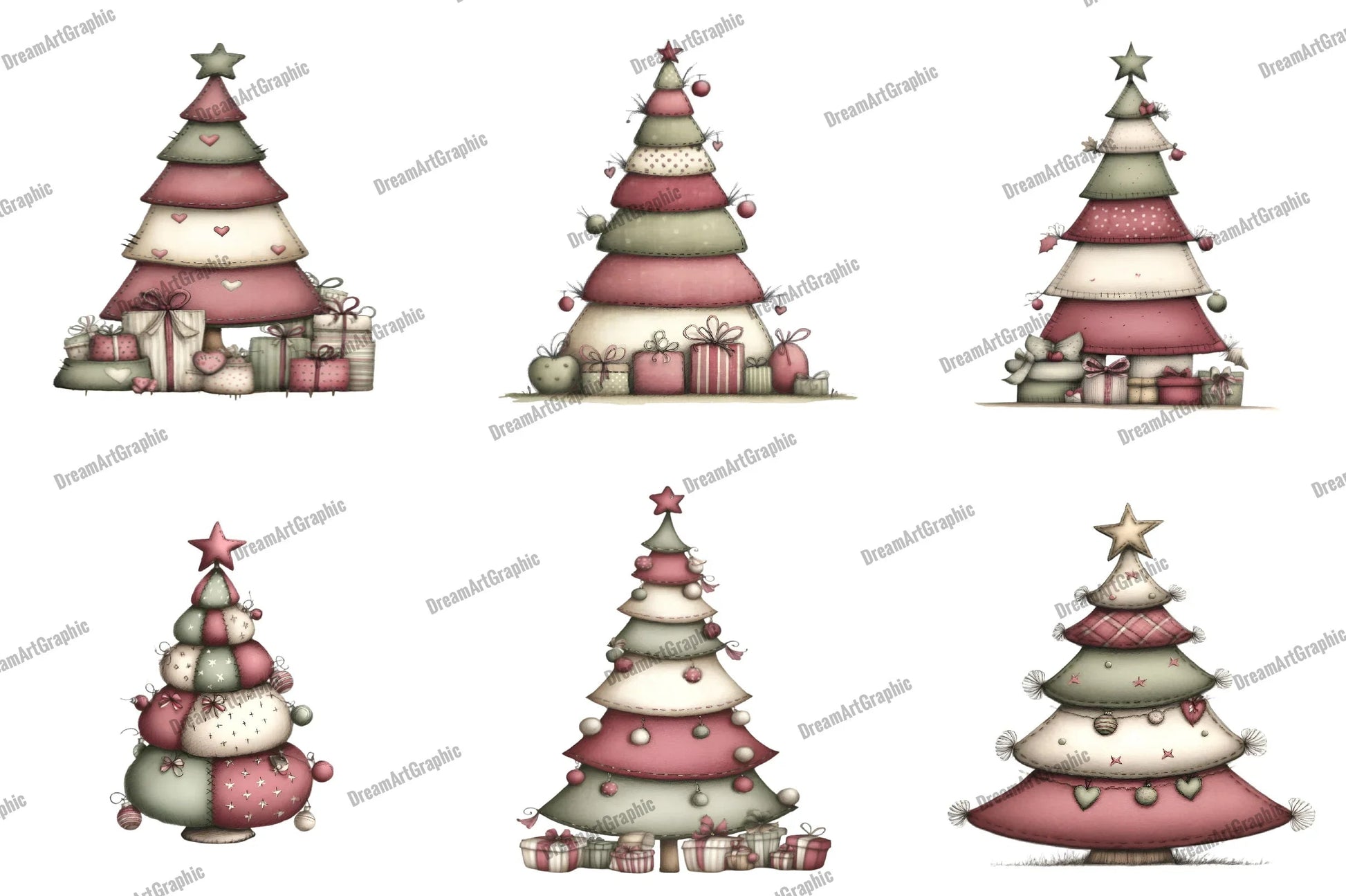 Whimsical Christmas Tree Clipart Bundle - CraftNest - Digital Crafting and Art