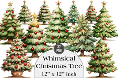 Whimsical Christmas Tree Clipart Bundle - CraftNest - Digital Crafting and Art