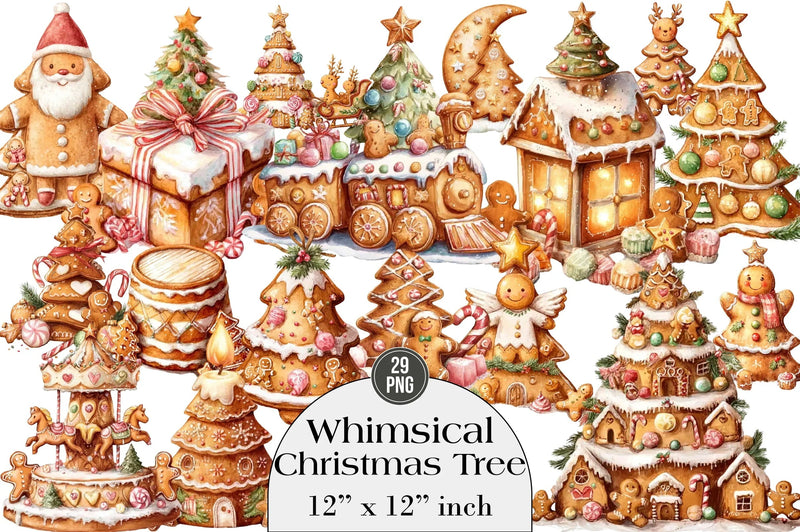 Whimsical Christmas Tree Clipart Bundle - CraftNest - Digital Crafting and Art