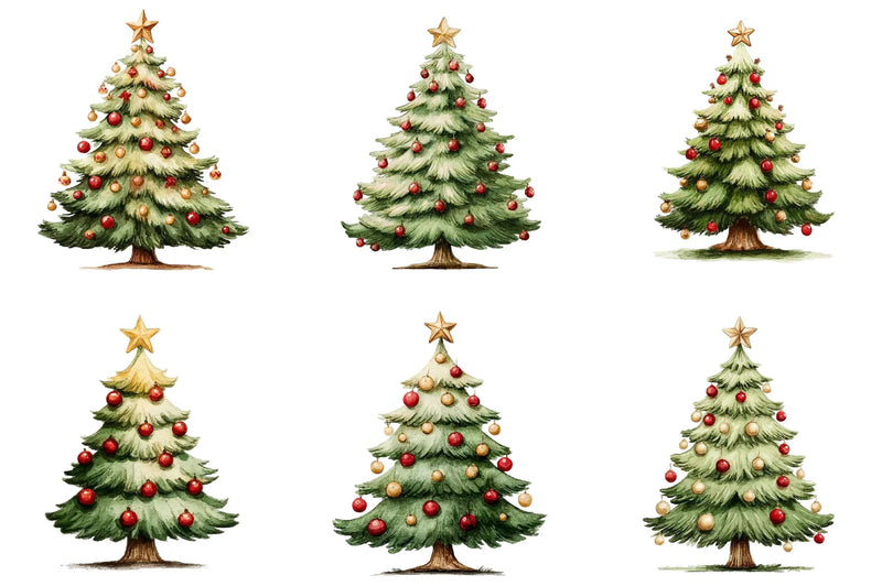 Whimsical Christmas Tree Clipart Bundle - CraftNest - Digital Crafting and Art
