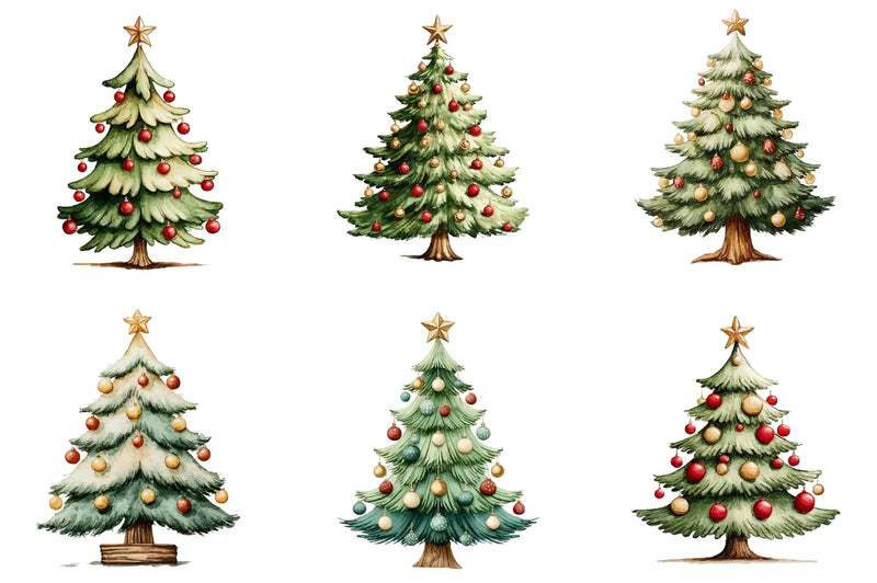 Whimsical Christmas Tree Clipart Bundle - CraftNest - Digital Crafting and Art